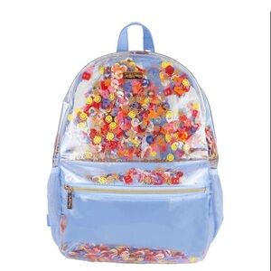 Packed Party Kids Light Blue Clear Sequin Backpack with Confetti